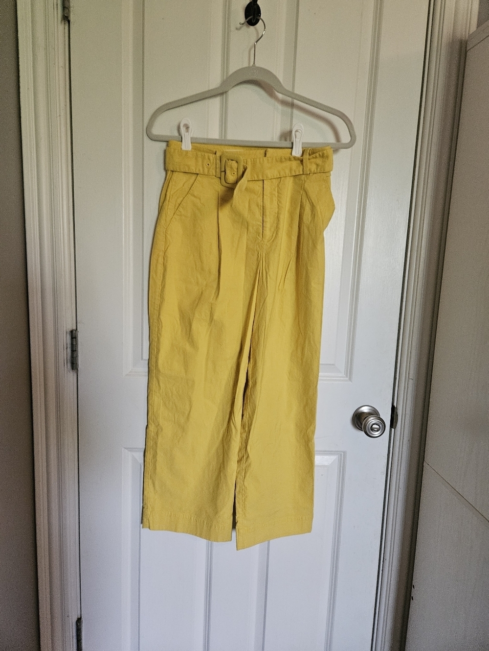Anthropologie Yellow Belted Wide-Leg Pants - Picture 4 of 5